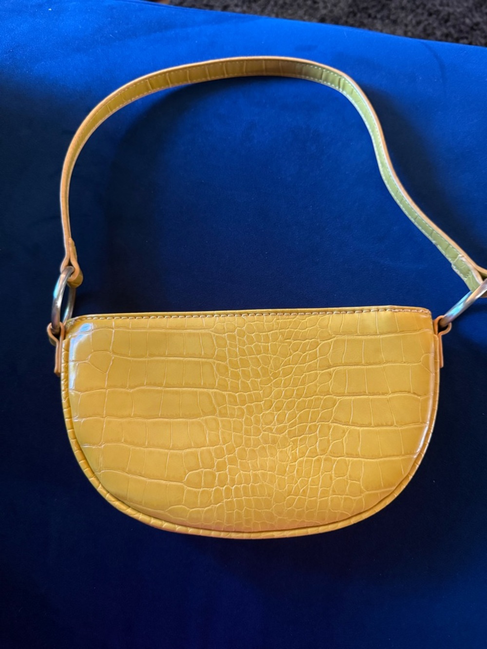 Nordstrom Yellow Croc-Embossed Half-Moon Shoulder Bag